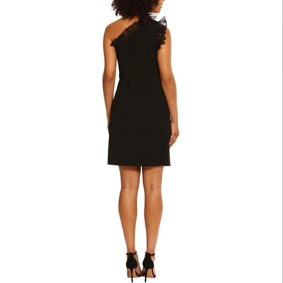 NWT Maggy London Womens Mini Ruffled Cocktail And Party Dress Black Size 14 - Picture 2 of 9